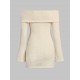 Women's Sexy Party Fuzzy Knitted Foldover Off Shoulder Solid Color Long Sleeve Mini Bodycon Dress Women's Sexy Party Fuzzy Knitted Foldover Off Shoulder Solid Color Long Sleeve Mini Bodycon Dress