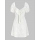 Solid Color Eyelet Bow Zip Back Mini Dress Solid Color Eyelet Bow Zip Back Mini Dress