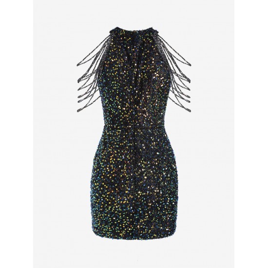 Sequined Chain Beads Bodycon Party Vegas Dress Sequined Chain Beads Bodycon Party Vegas Dress