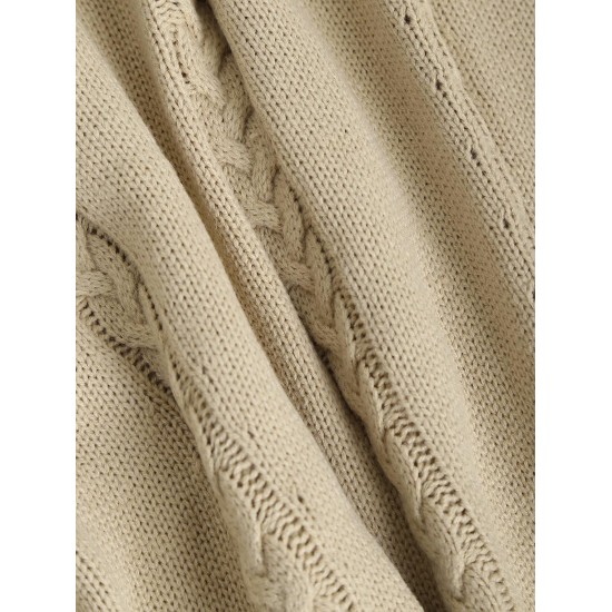 Cable Pointelle Knit Drop Shoulder Sweater Cable Pointelle Knit Drop Shoulder Sweater