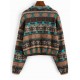 Ethnic Elephant Geo Print Drop Shoulder Quarter Zip Sweatshirt Ethnic Elephant Geo Print Drop Shoulder Quarter Zip Sweatshirt